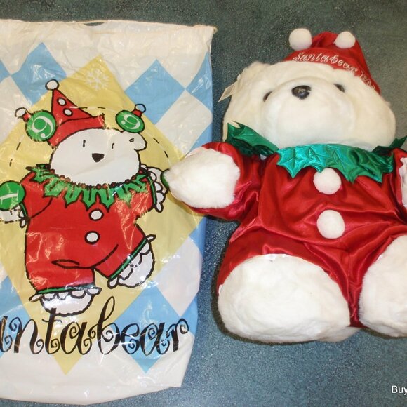 1994 Hudson Marshall Fields Plush Christmas SANTA BEAR Circus Clown With Bag! - Picture 1 of 5